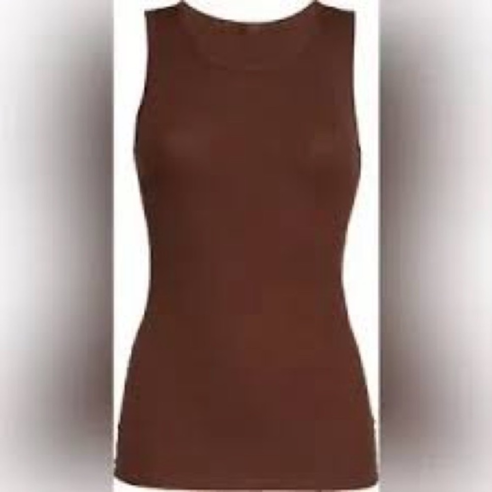 Skims Boyfried Ribbed Tank Cocoa NWT